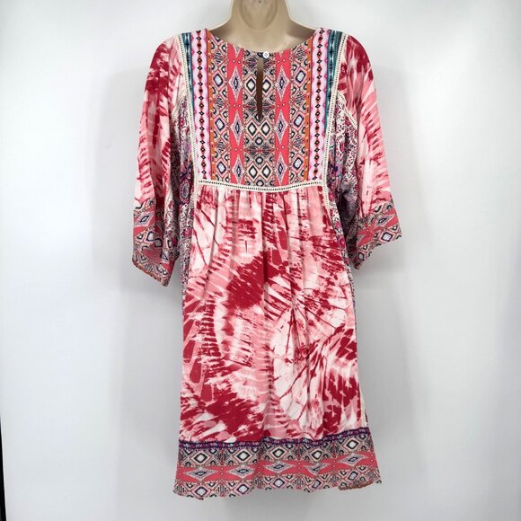 Sundance Everyday Dream Patchwor k Boho Long Sleeve Oversized Short Dress Woman' - Picture 8 of 12